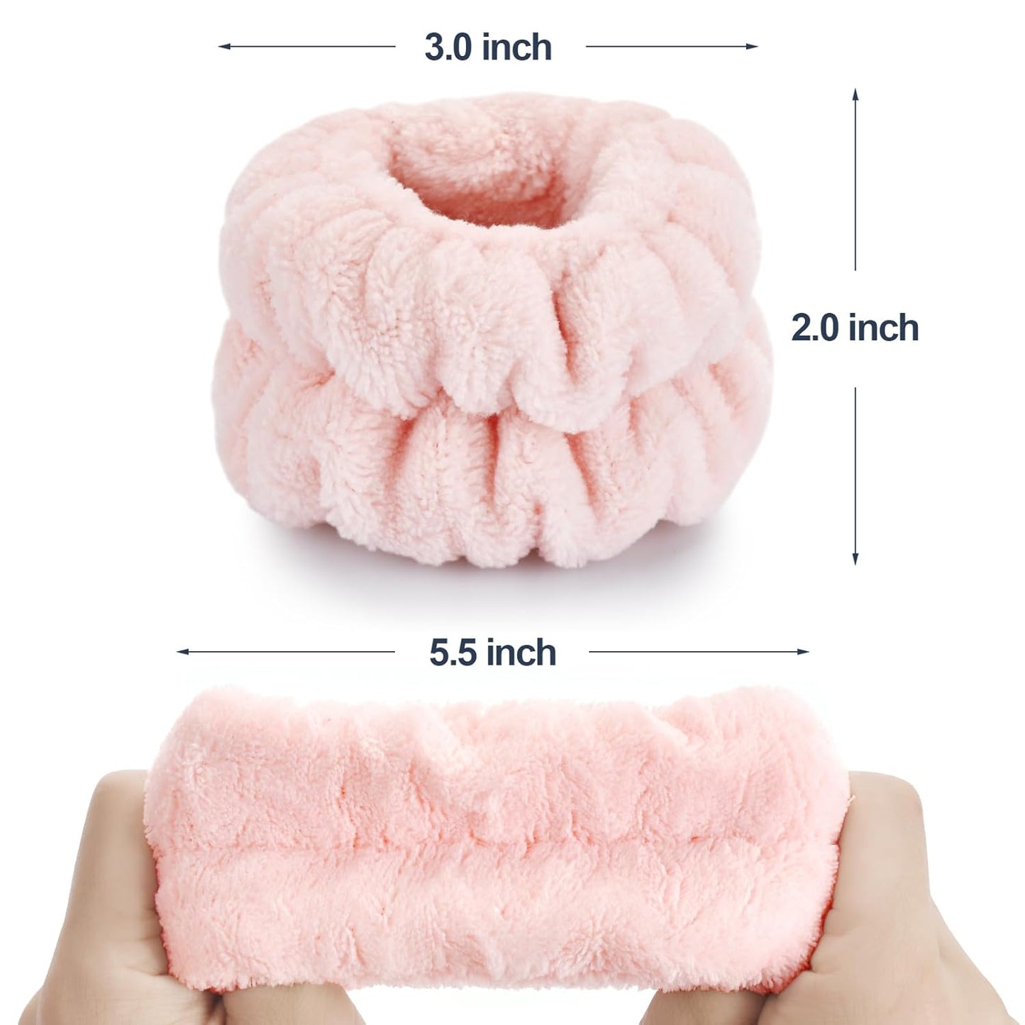 Wrist Bands for Washing Face, Microfiber Wrist Towels for Washing Face, Spa Wristbands for Washing Face, Face Wash Wristbands, Arm Bands for Washing Face for Woman Children(Pale Pink)