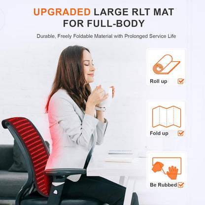 Red Light Therapy Mat, 31.5" X 11.8" Red Light Therapy Pad 360 Leds 660Nm & 850Nm Infrared Light Therapy Blanket with Smart Temp & Timer for Body Back Waist Shoulder Muscle Pain Relief, 60W