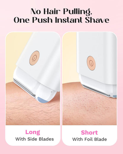 Electric Shaver for Women, Bikini Trimmer for Women for Legs Underarm Private Area Public Hairs, Electric Razor USB Rechargeable Womens Shaver Cordless with Detachable Head & 2 Leds (White)