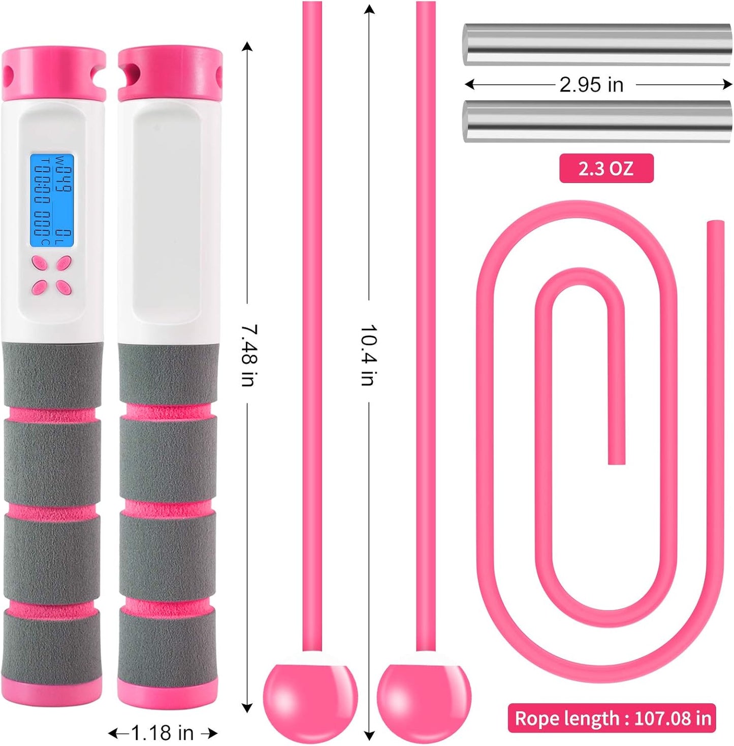 Digital Weighted Jump Rope with Calorie Counter - Cordless Skipping Rope for Fitness, Boxing, and Exercise for Adults and Kids