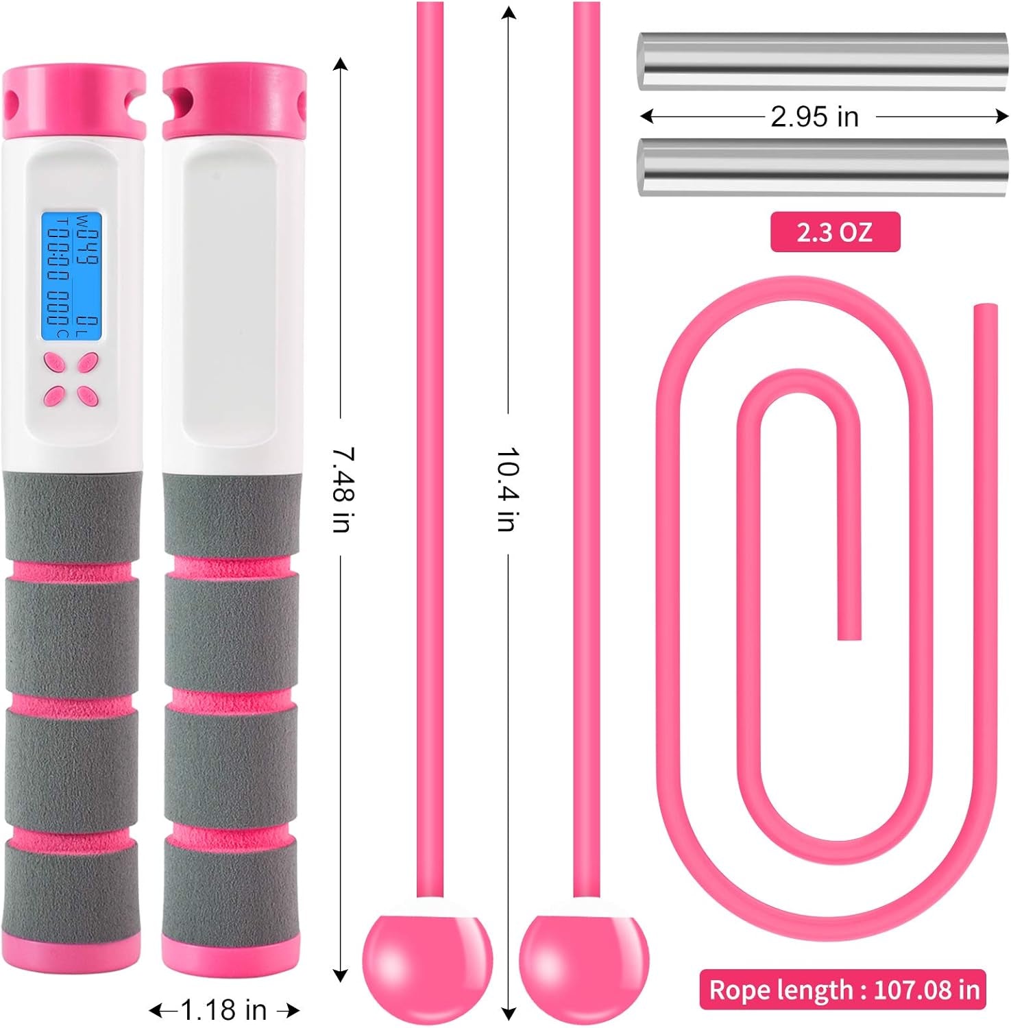 Digital Weighted Jump Rope with Calorie Counter - Cordless Skipping Rope for Fitness, Boxing, and Exercise for Adults and Kids