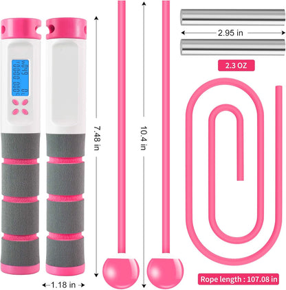 Digital Weighted Jump Rope with Calorie Counter - Cordless Skipping Rope for Fitness, Boxing, and Exercise for Adults and Kids