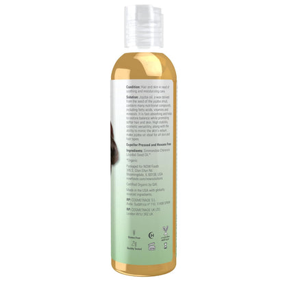 NOW Solutions Organic Jojoba Oil - Multi-Purpose Moisturizer for Face, Hair, and Body, 8 Ounces