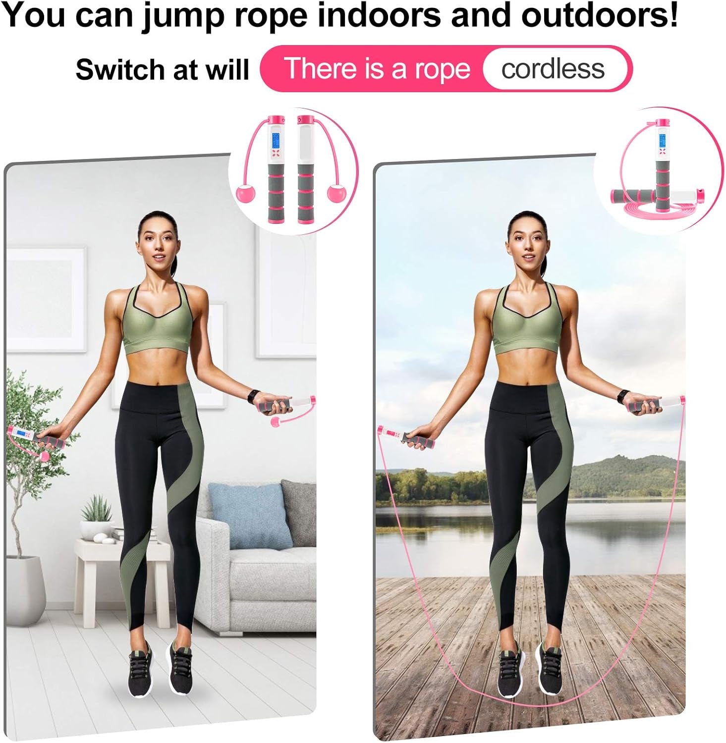 Digital Weighted Jump Rope with Calorie Counter - Cordless Skipping Rope for Fitness, Boxing, and Exercise for Adults and Kids