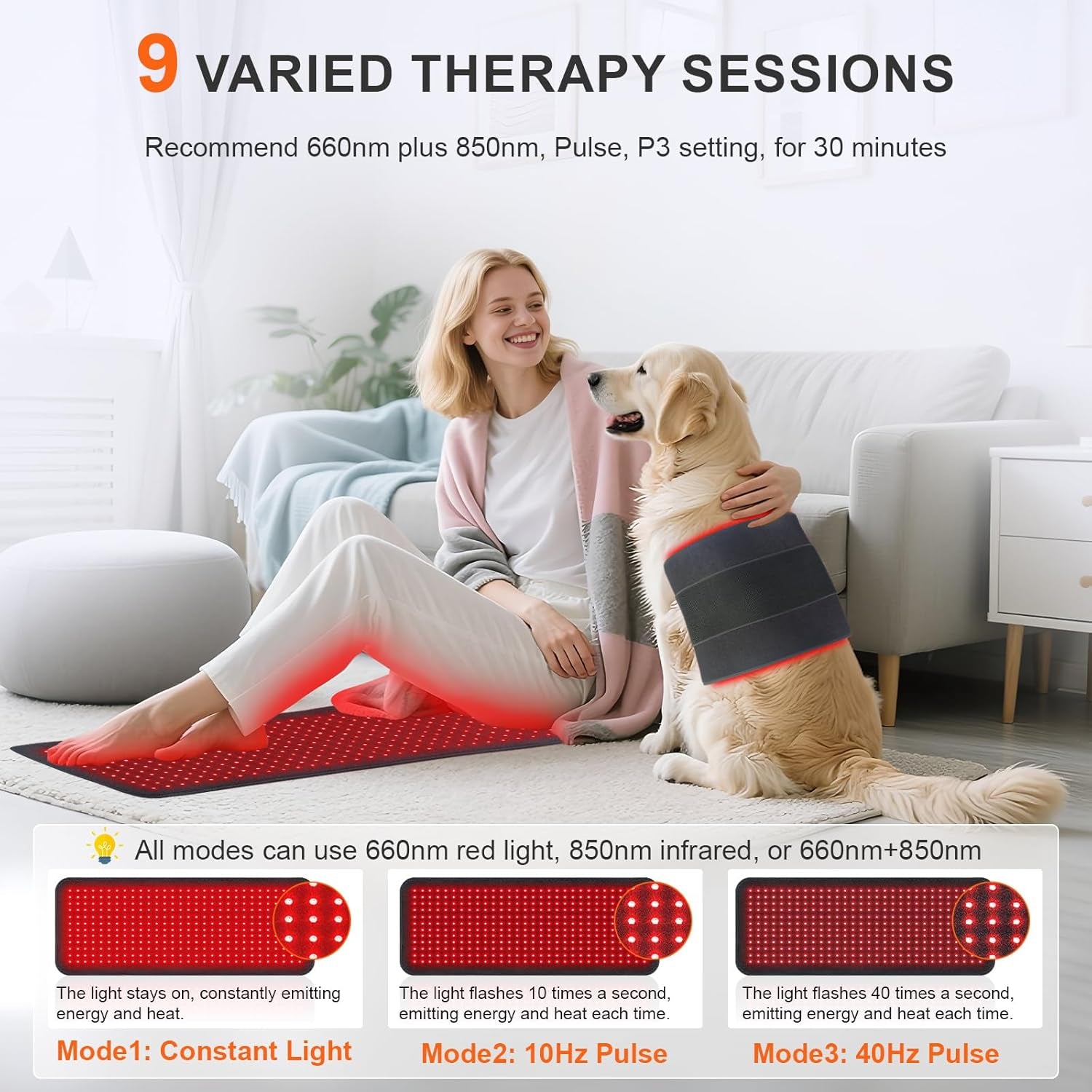 Red Light Therapy Mat, 31.5" X 11.8" Red Light Therapy Pad 360 Leds 660Nm & 850Nm Infrared Light Therapy Blanket with Smart Temp & Timer for Body Back Waist Shoulder Muscle Pain Relief, 60W