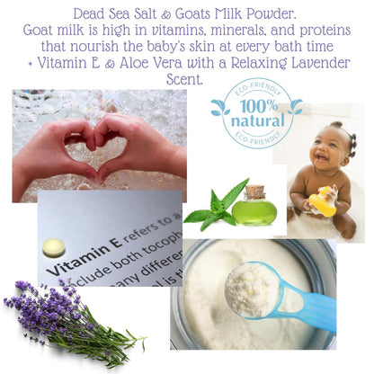 Natural Pacific Sea Salt - Tub Time Foaming Bath Salt Soak - Relaxing and Nourishing - All Natural with Goat Milk Powder, Lavender Essential Oil, Vitamins and Minerals – 24Oz