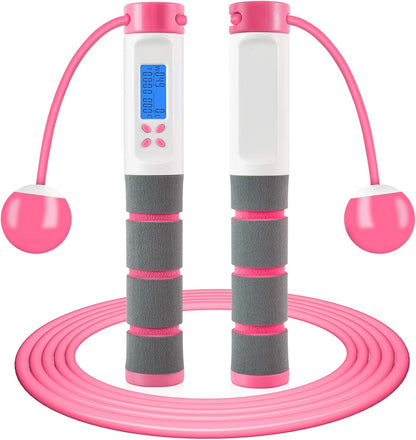 Digital Weighted Jump Rope with Calorie Counter - Cordless Skipping Rope for Fitness, Boxing, and Exercise for Adults and Kids