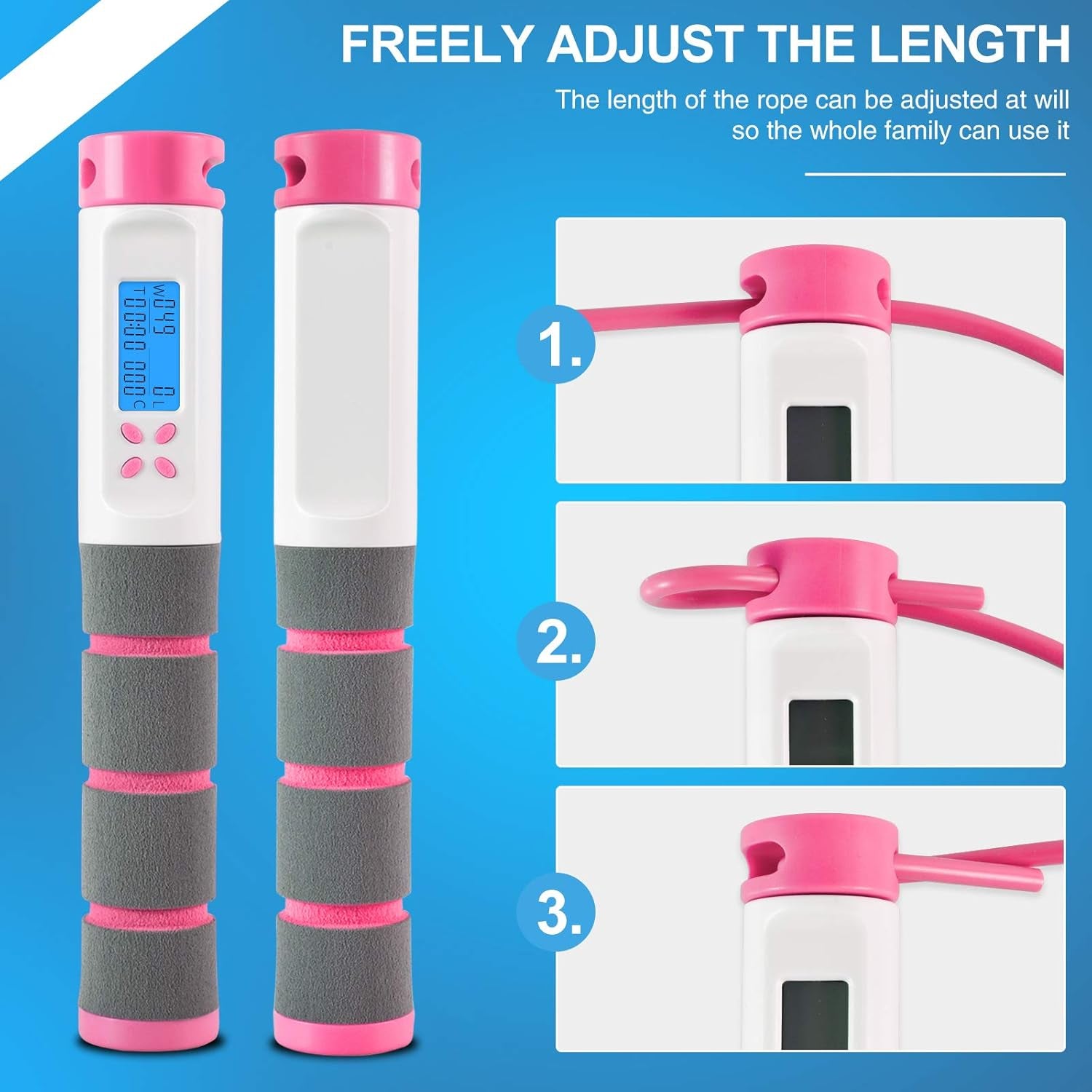 Digital Weighted Jump Rope with Calorie Counter - Cordless Skipping Rope for Fitness, Boxing, and Exercise for Adults and Kids