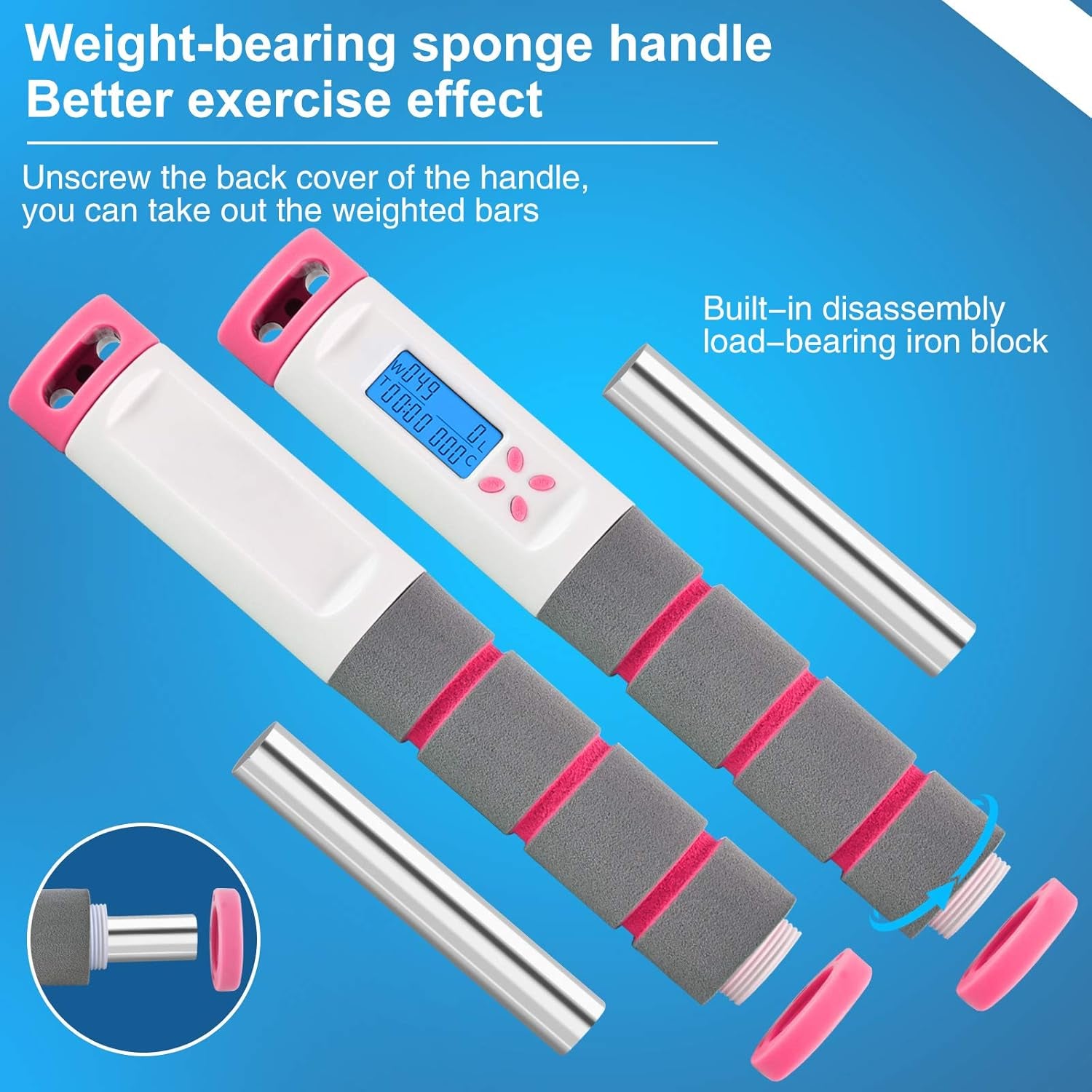 Digital Weighted Jump Rope with Calorie Counter - Cordless Skipping Rope for Fitness, Boxing, and Exercise for Adults and Kids
