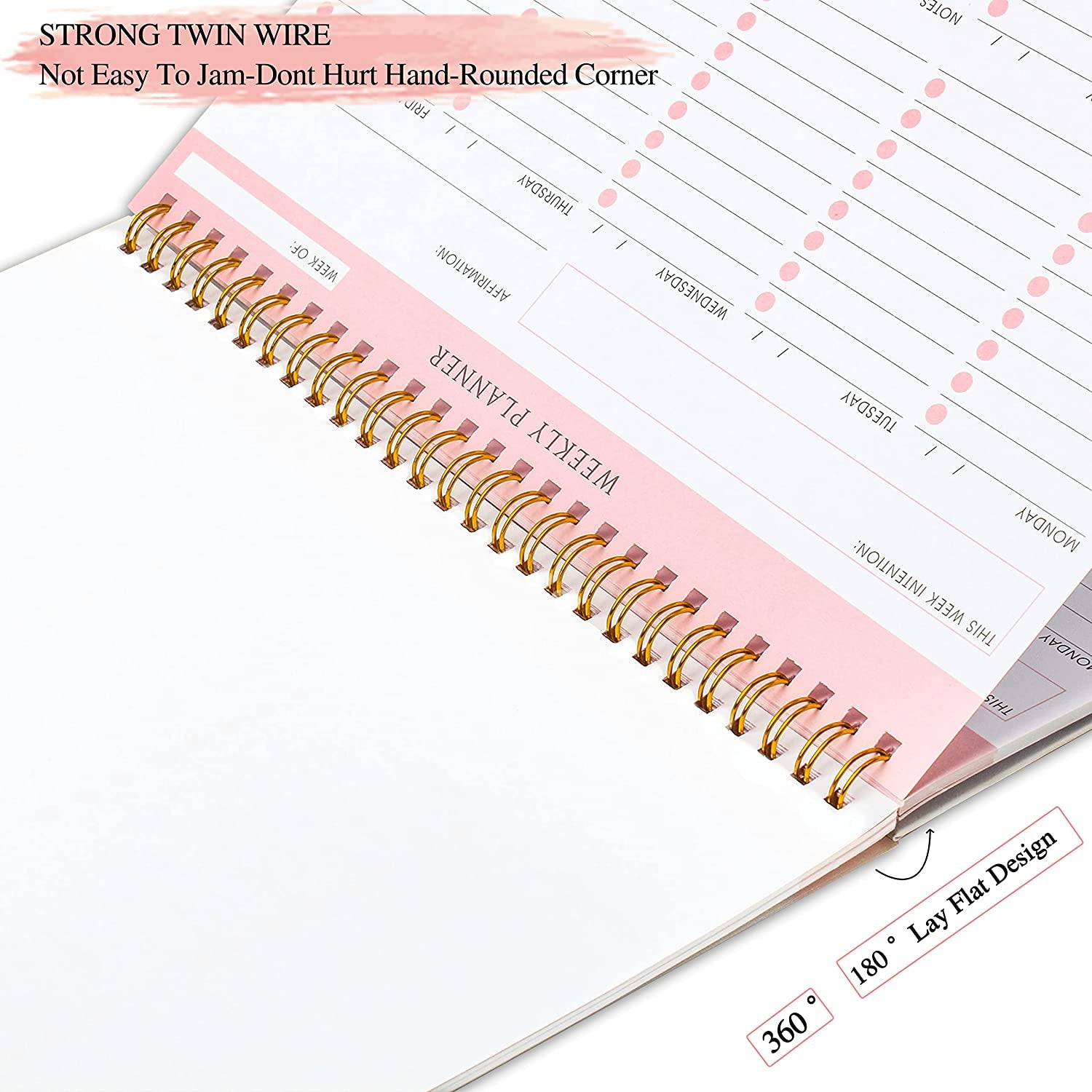 Undated Weekly Planner Notepad - Spiral to Do Planner, Schedule Planner with 52 Weeks, Undated Notepad Organizer & Habit Tracker - 9.5” X 7.8”